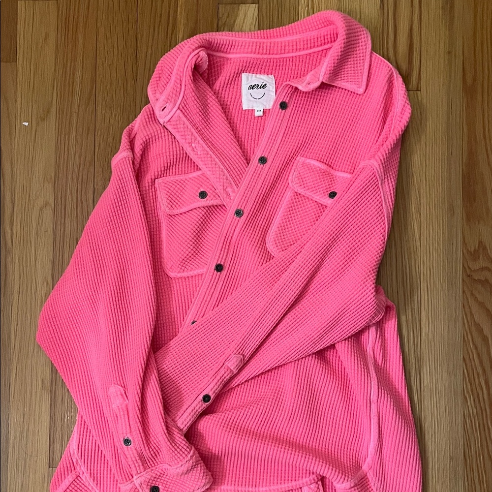 Aerie Pink Button-Up Jacket